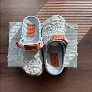 Men's Distressed Denim Slip-On Loafers